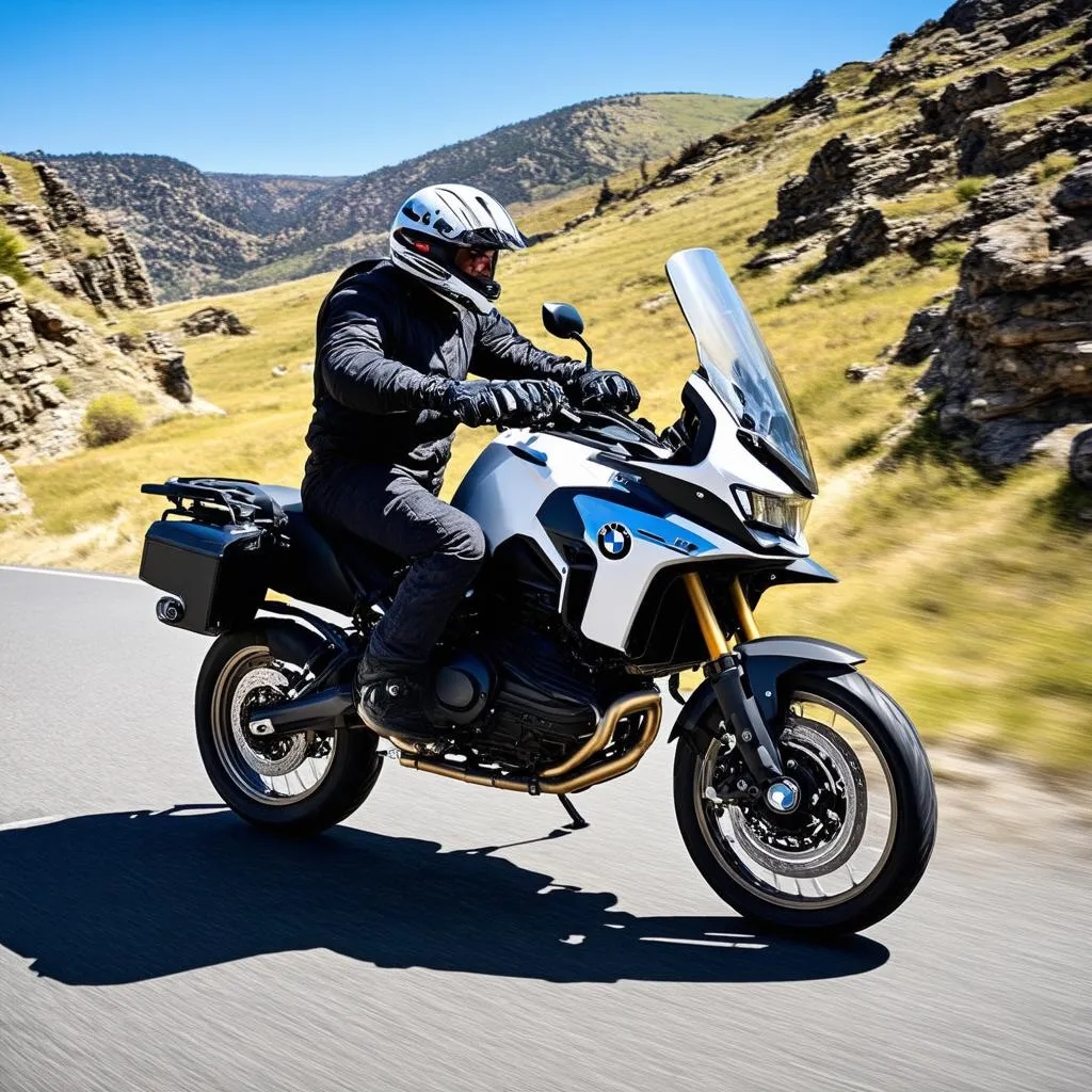 BMW R 1200 GS riding on a scenic mountain road