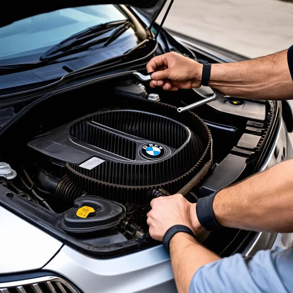 bmw-x5-mechanic-working