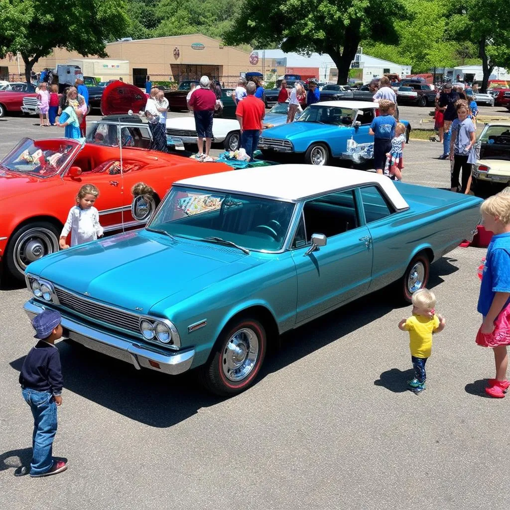 Calvary Church Car Show: A line-up of classic cars gleams under the summer sun.