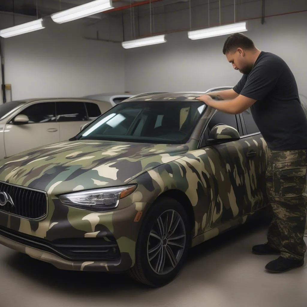 Camo Car Wrap Installation