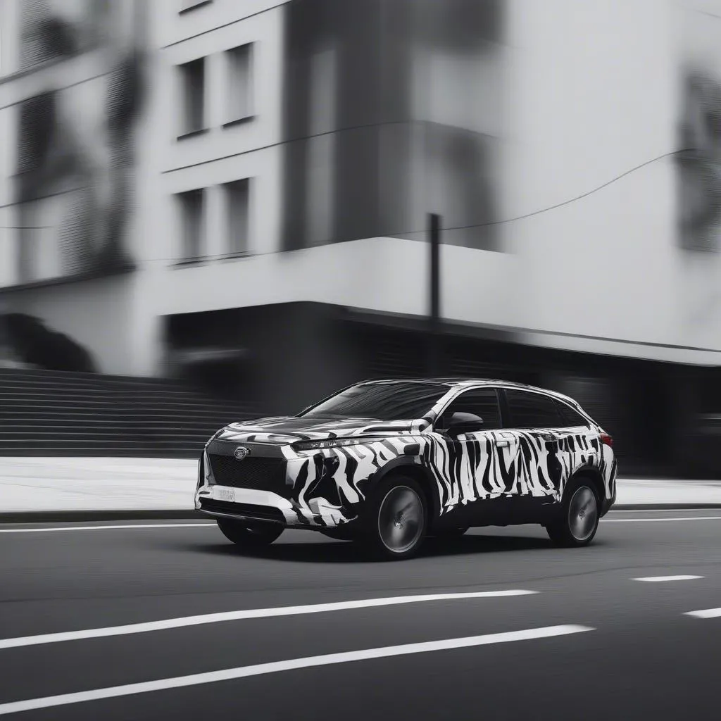 black and white camouflage car