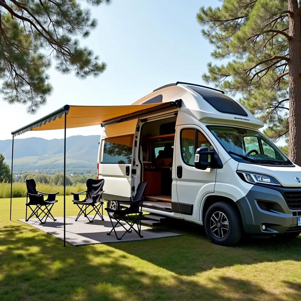 Camper Van with Awning Setup