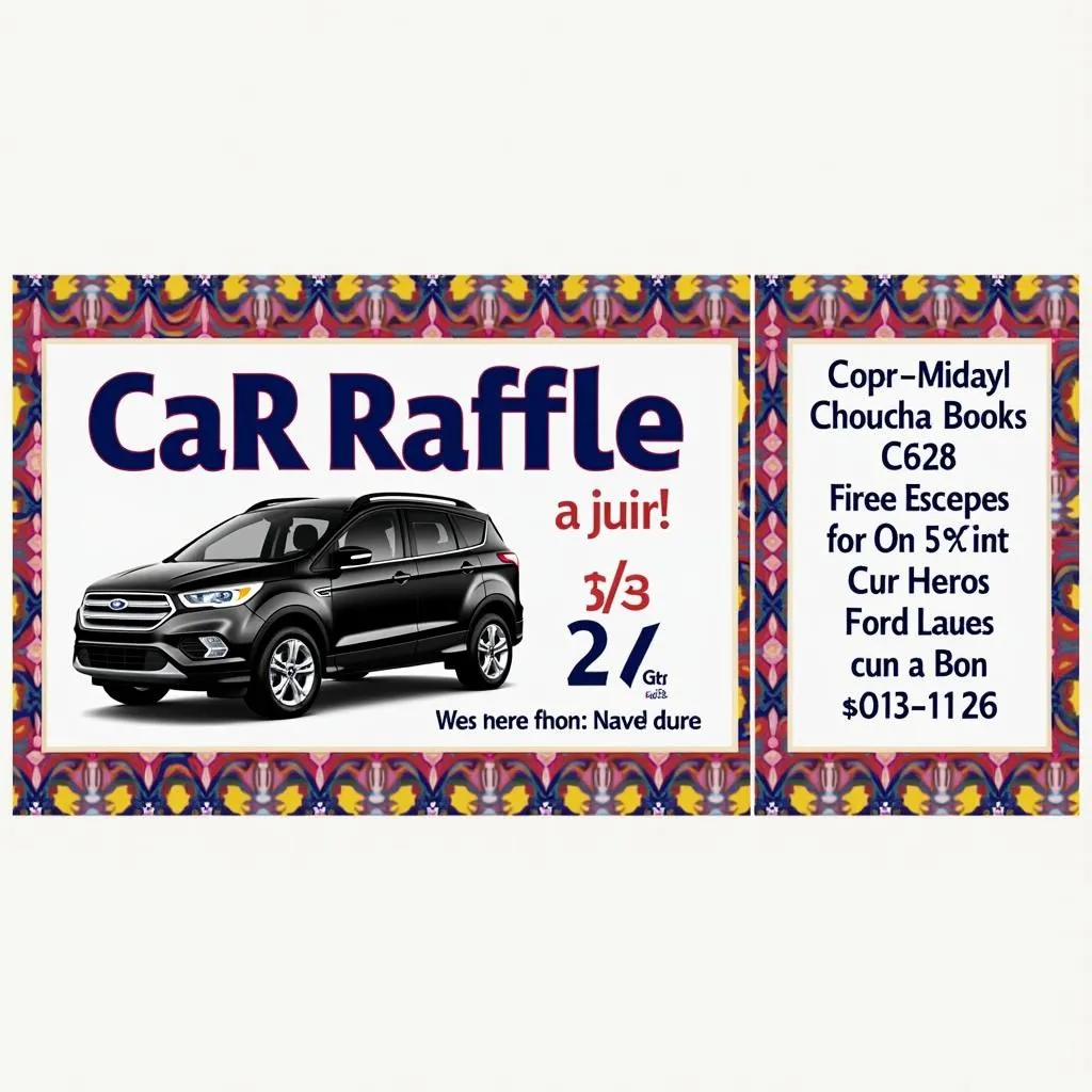 Close-up of a Cape May church car raffle ticket with details of the prize car and drawing date.