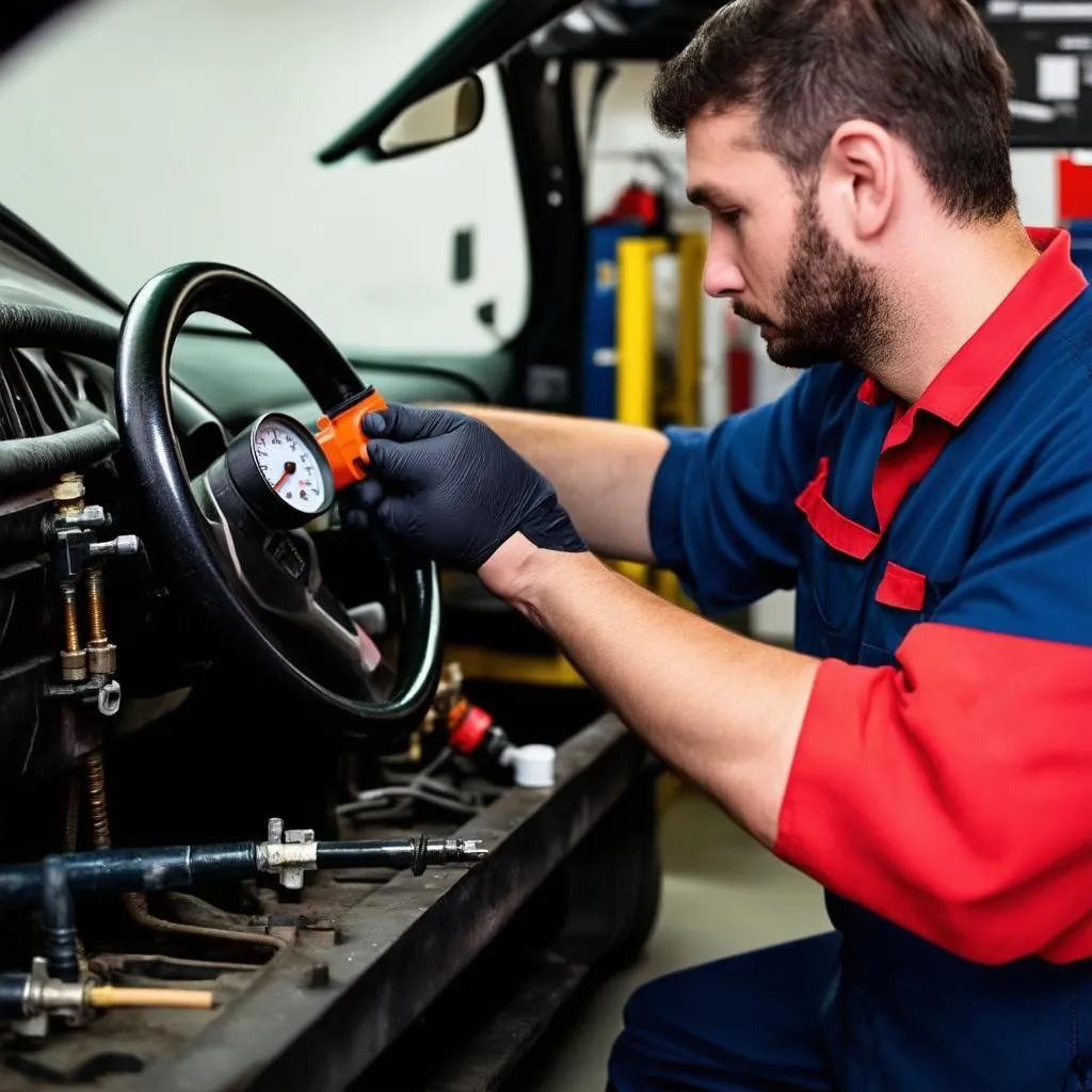 Mechanic Repairing Car AC