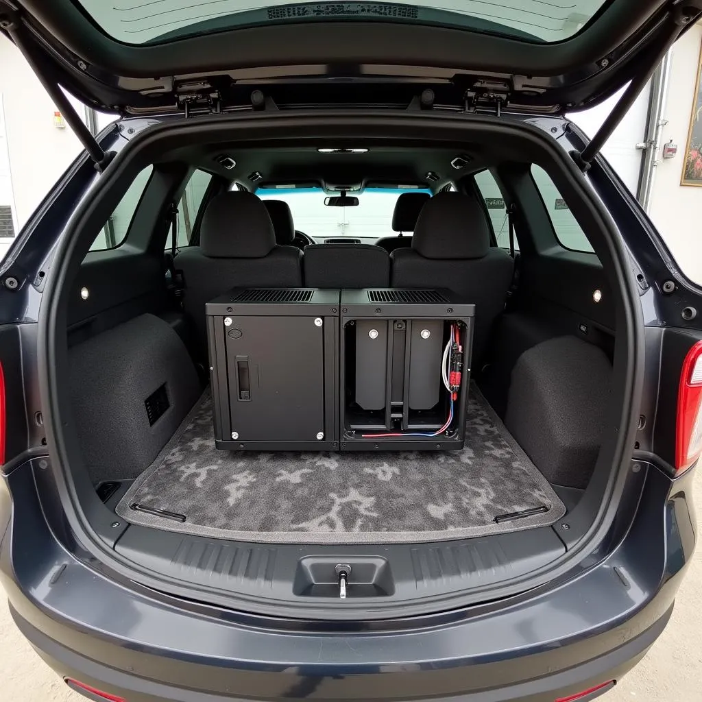 Car Audio Installation with Amp Rack