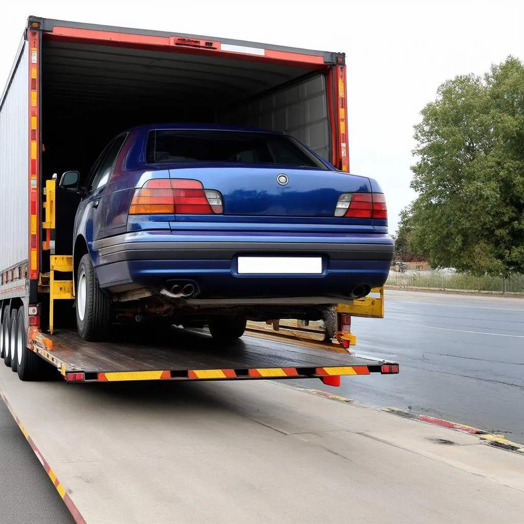 Car Being Loaded onto Truck