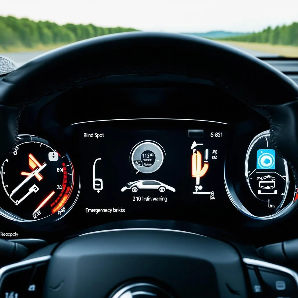 Car Dashboard with Safety Features Highlighted