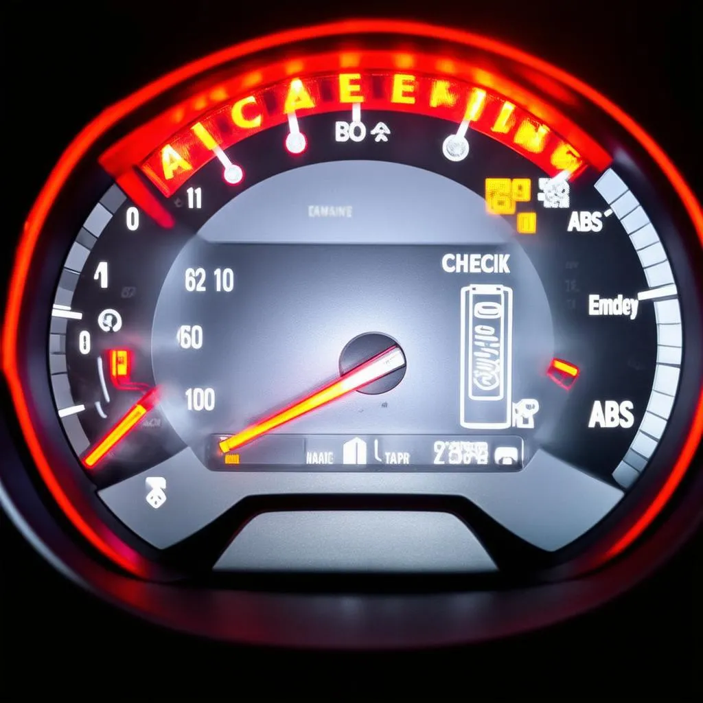 Car Dashboard with Warning Lights