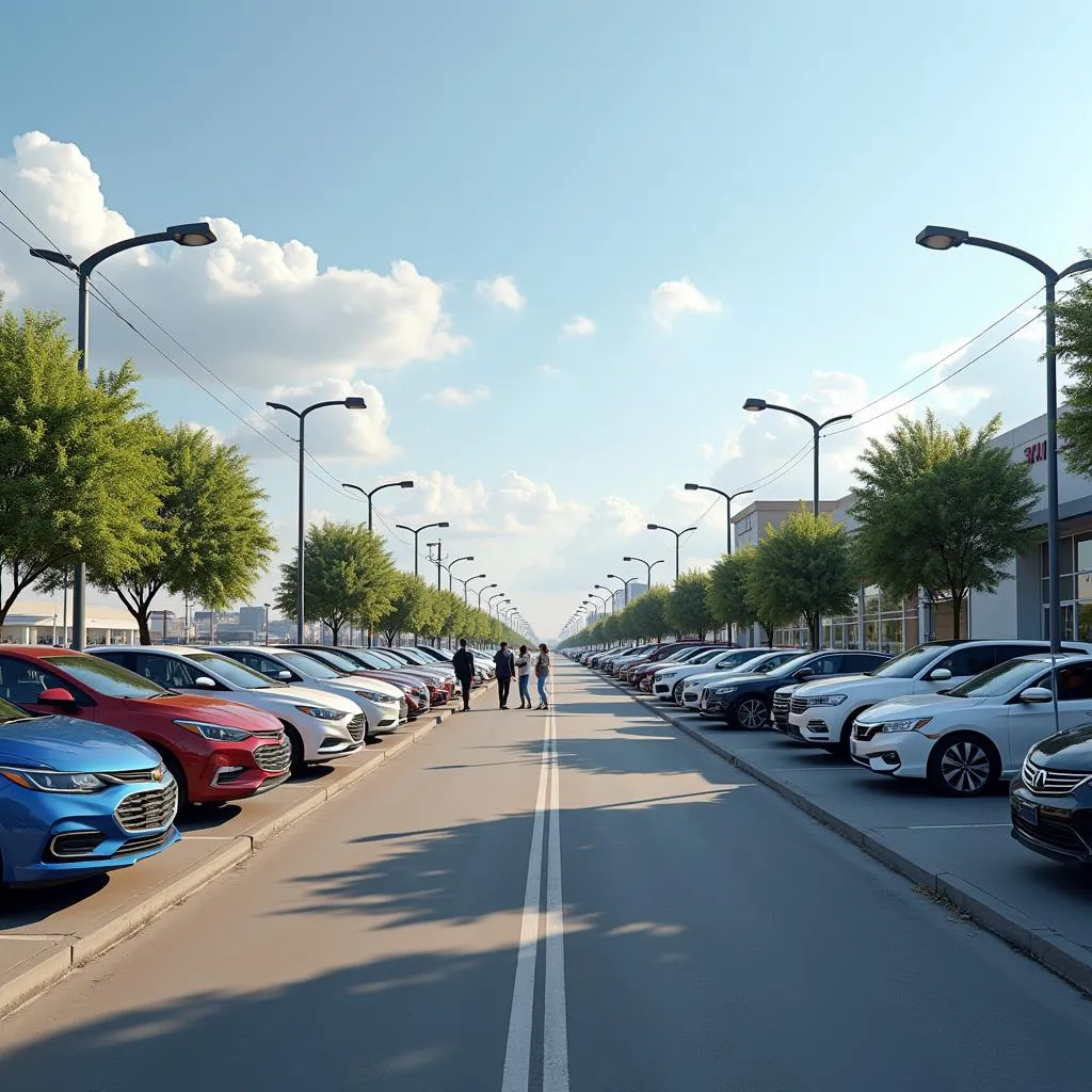 Car dealership lot on Jackson Avenue