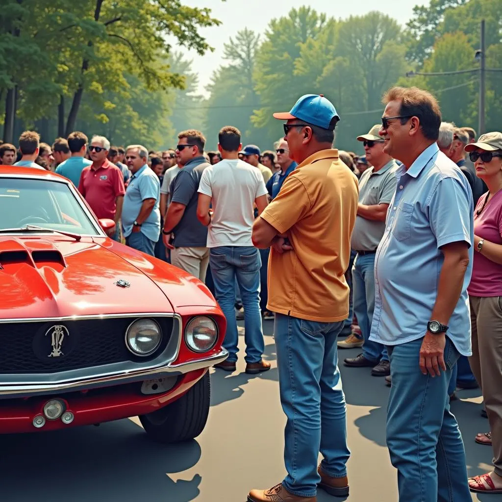 Enthusiasts Engaging in Conversation at Mahwah Car Show