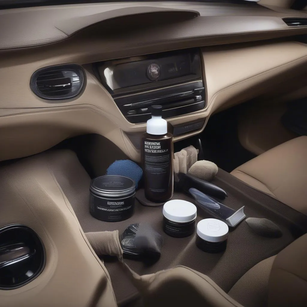 A collection of car interior care products