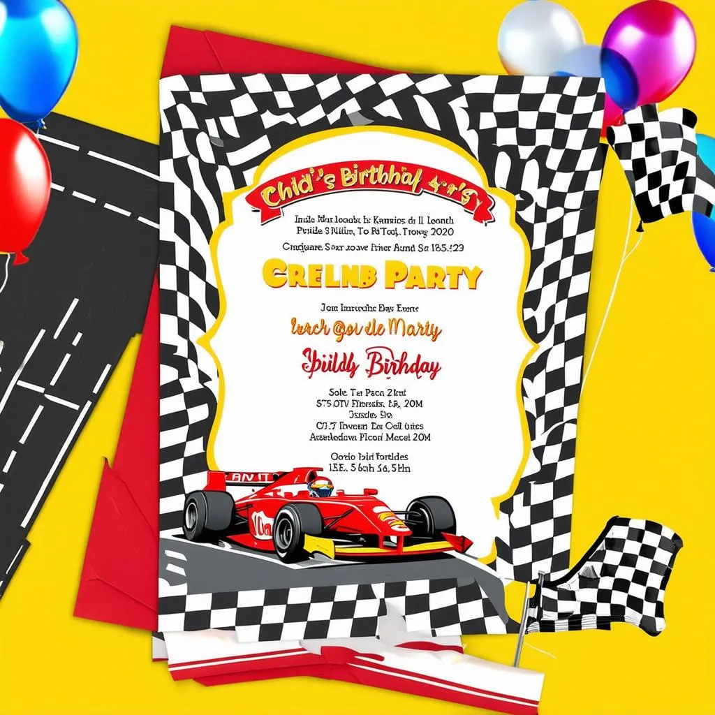 Kids Car Party Invitation