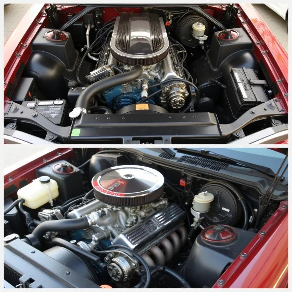 Car engine after a complete repair and cleaning