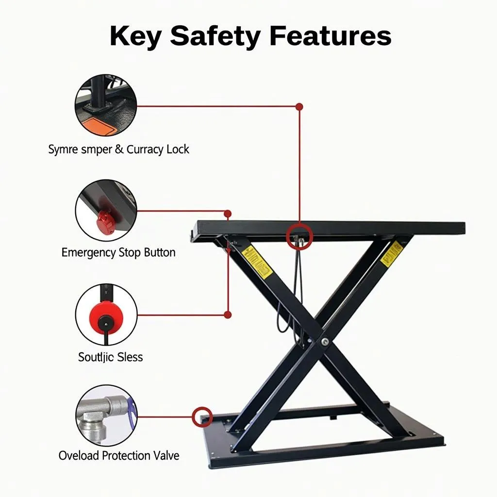 Close-up of Car Scissor Lift Safety Features