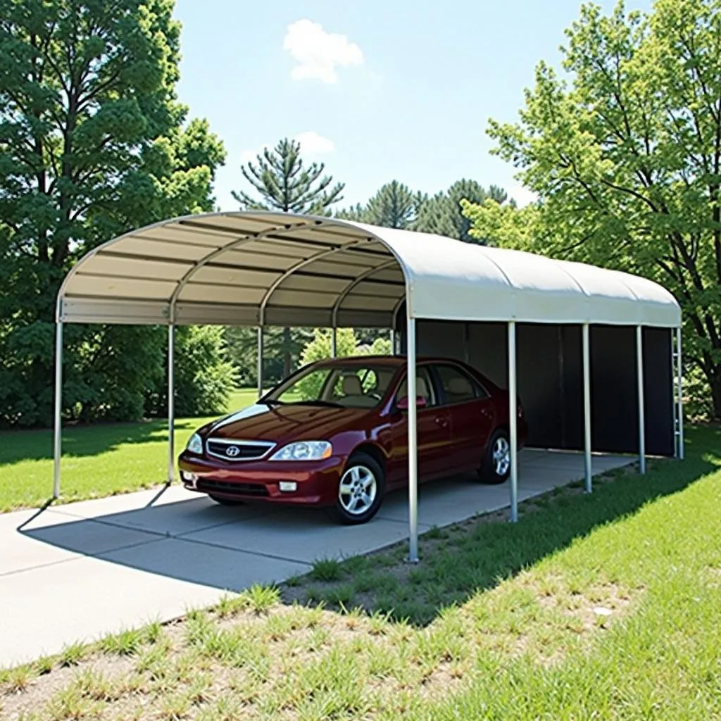 Car Shelter Protecting Vehicle from Sun in Summer