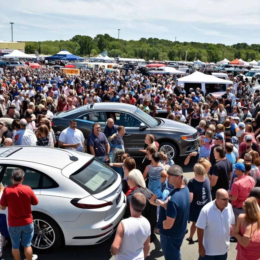 Enthusiastic Crowd at Car Show