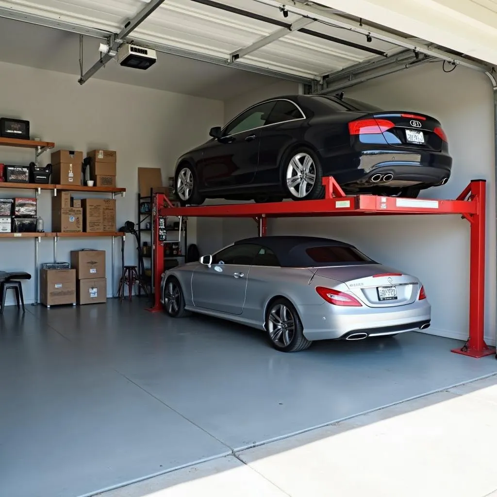 Car Stacker in a Garage