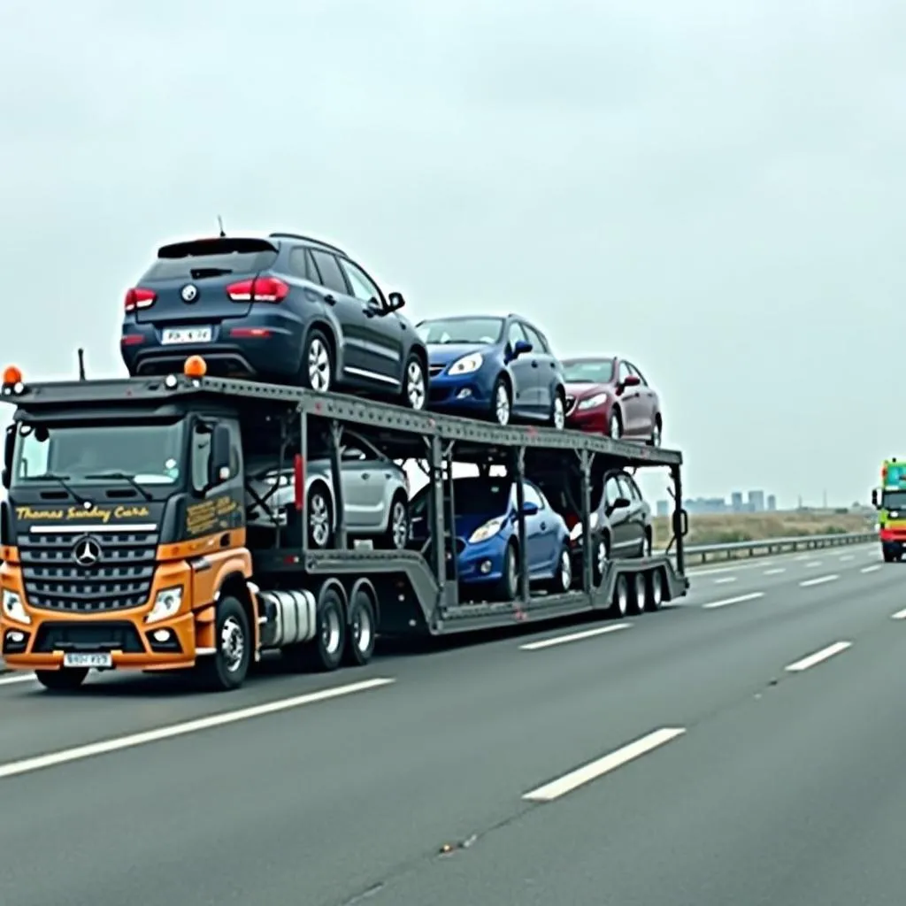 Car Transport Truck on Highway