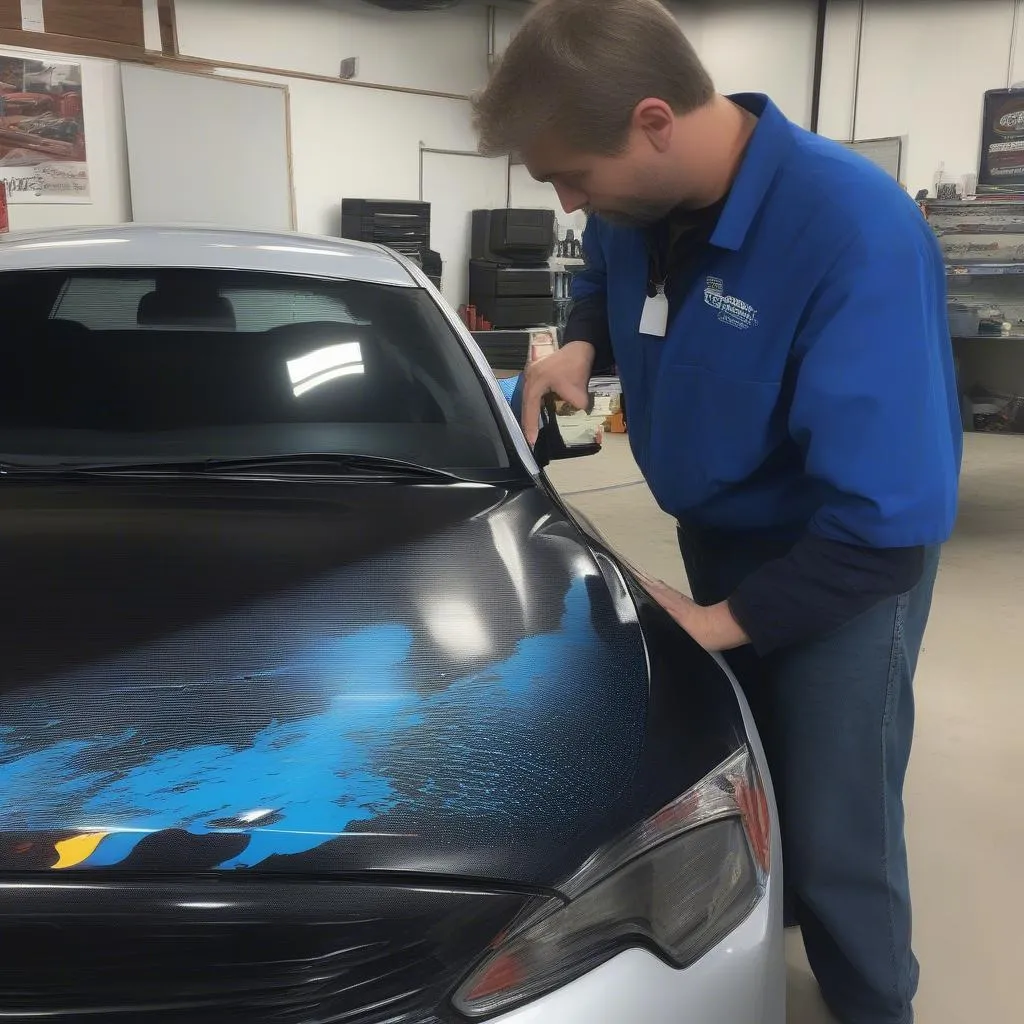 custom car vinyl graphic installation