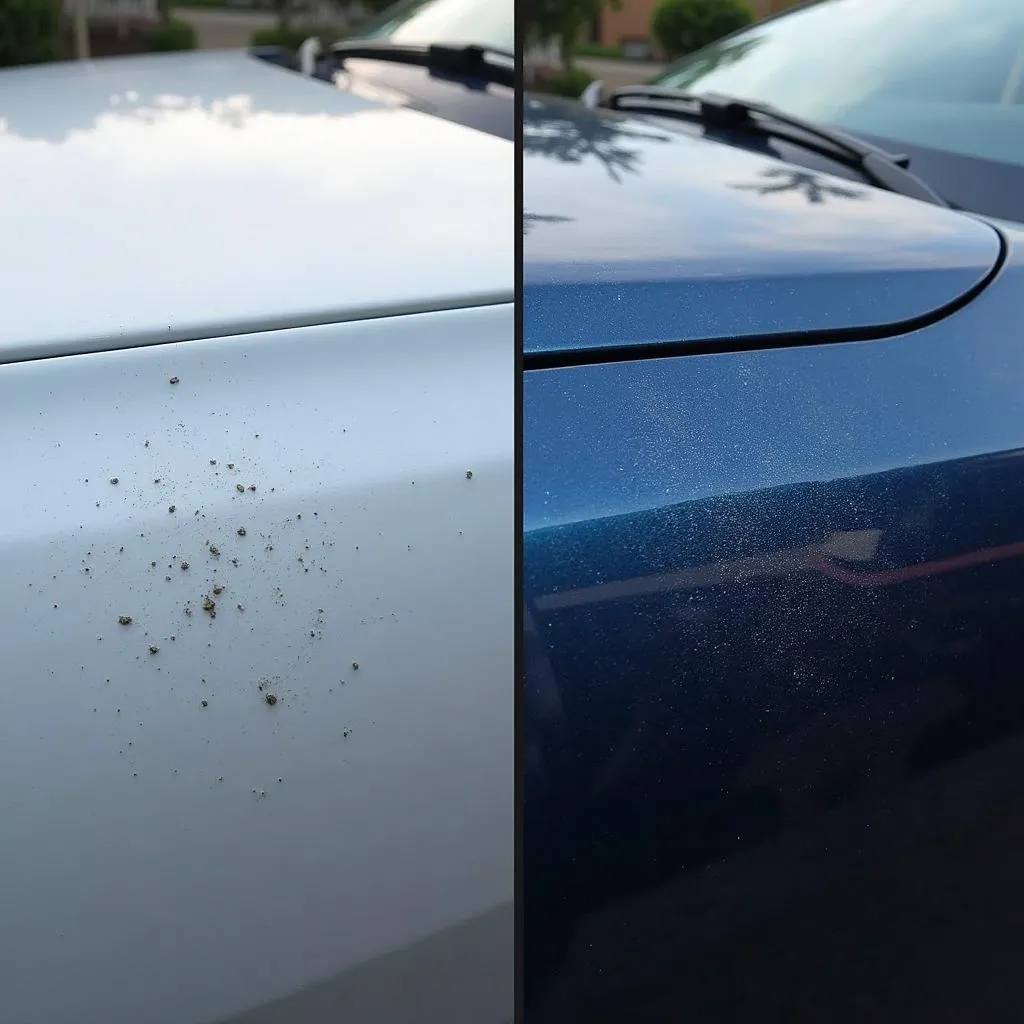 Comparison of car paint with and without frequent washes