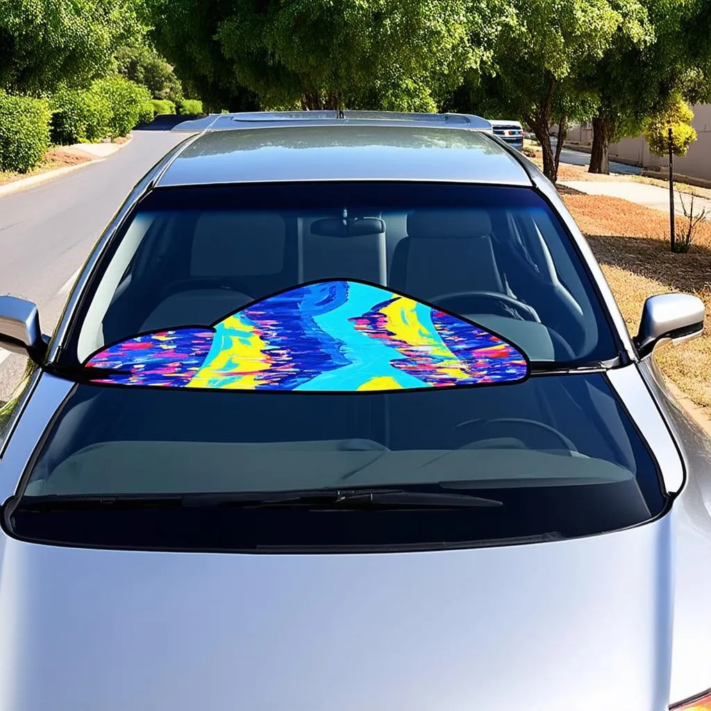 car with custom sunshade