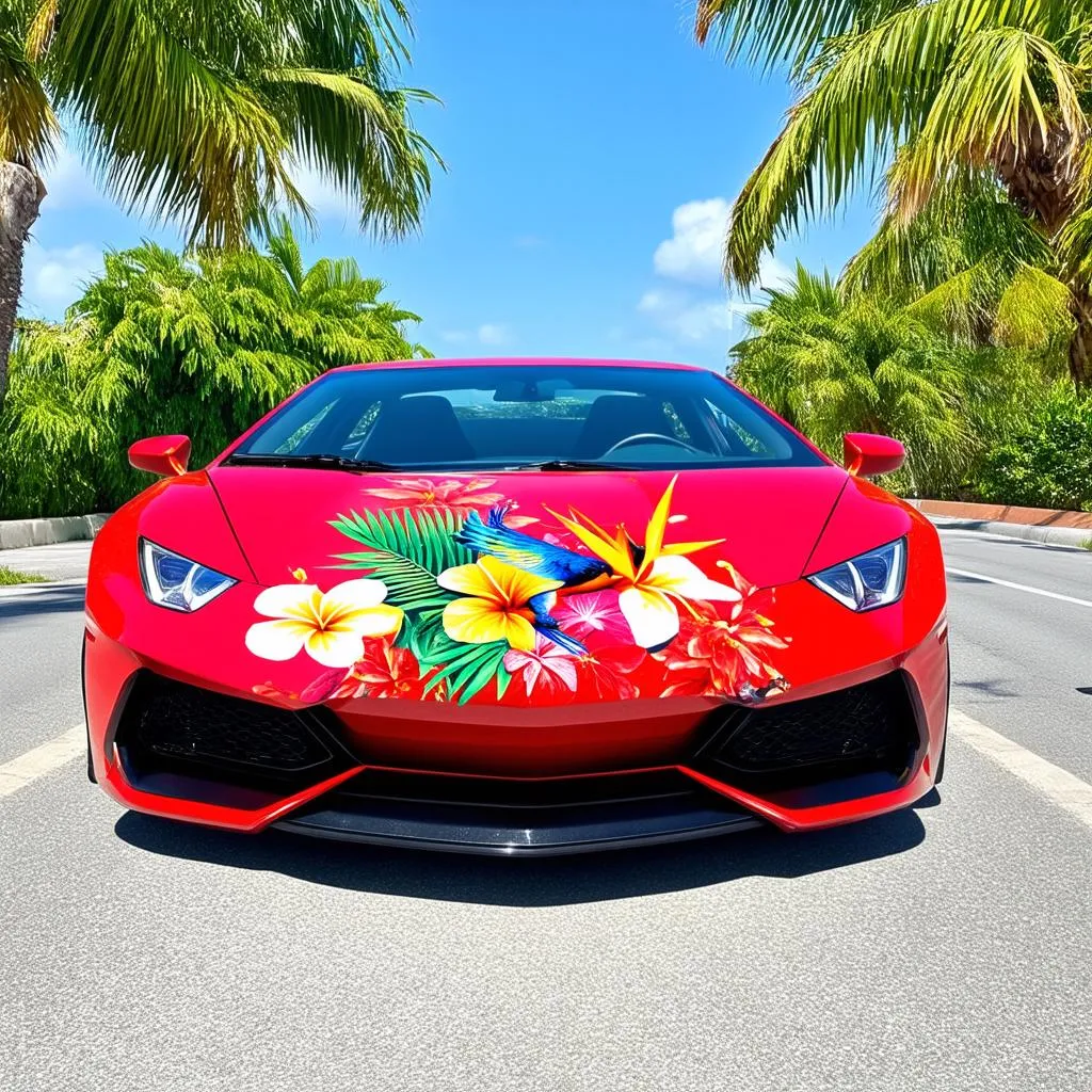 Car Wrap with Flower Designs