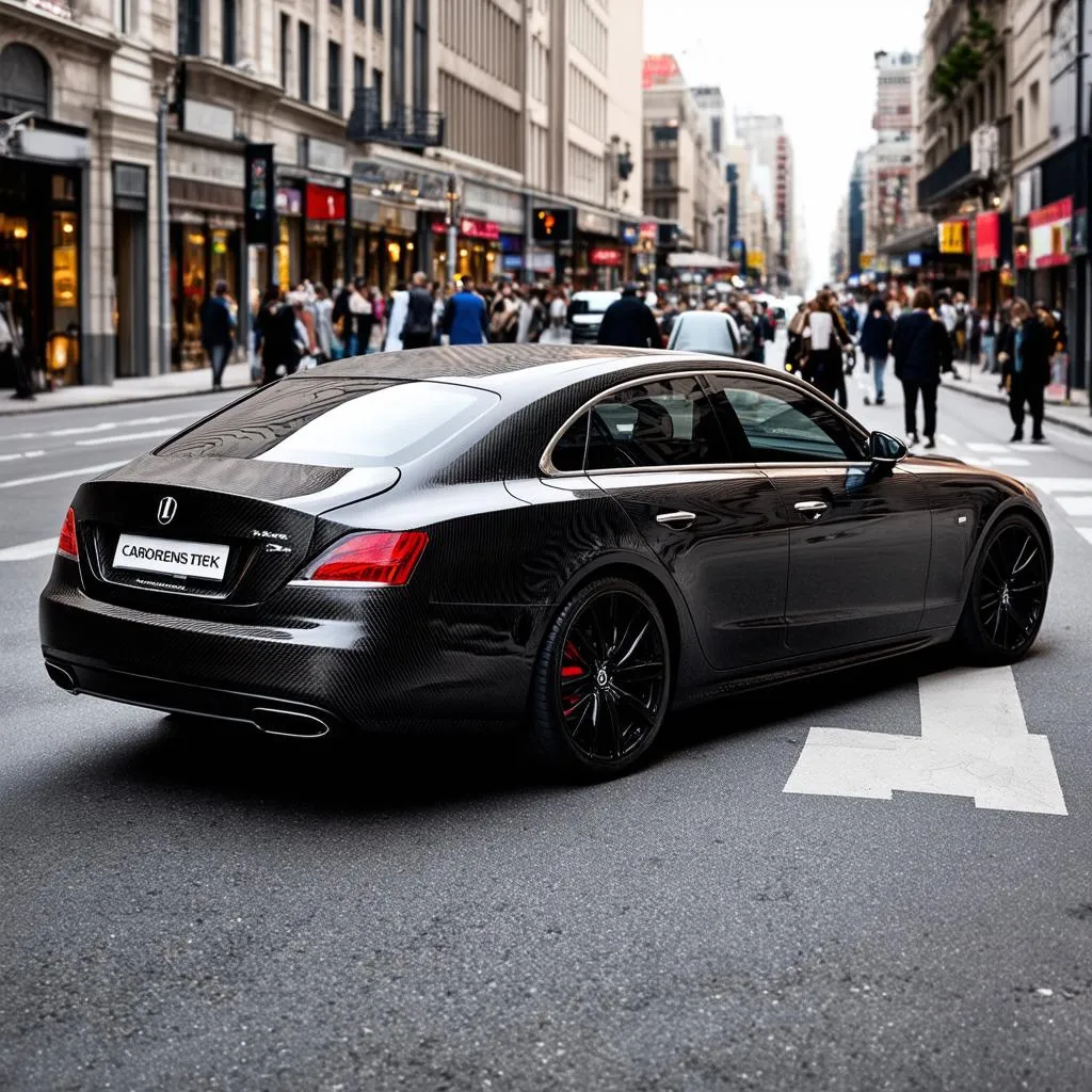 Carbon Fiber Car Wrap on City Street