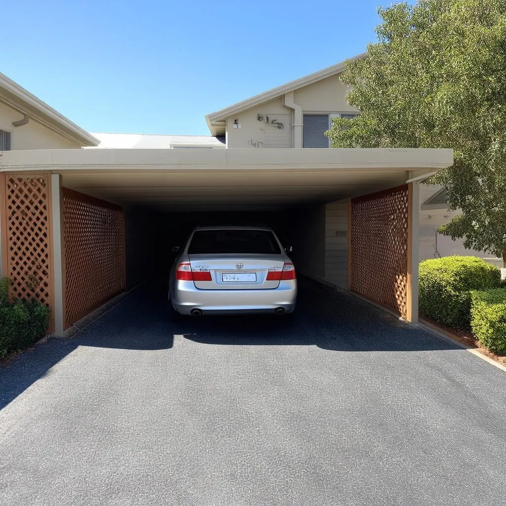 Carport with lattice sides