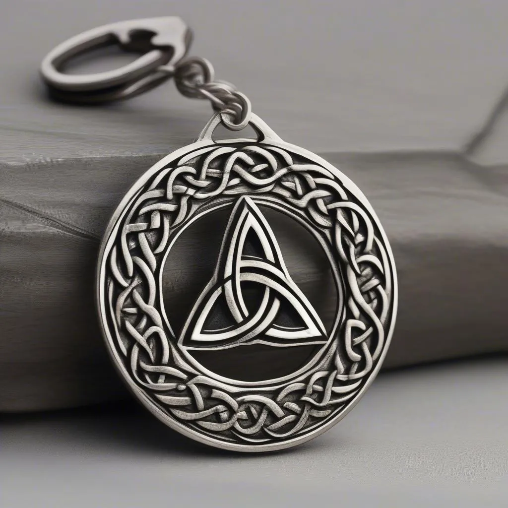 Celtic car keychain with a triquetra design