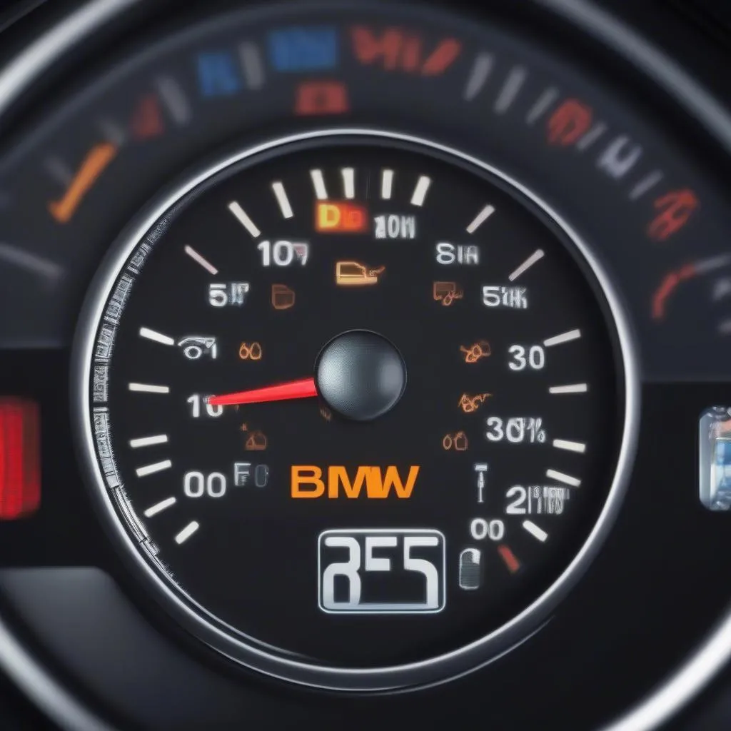 Check Engine Light Illuminated on a BMW Dashboard