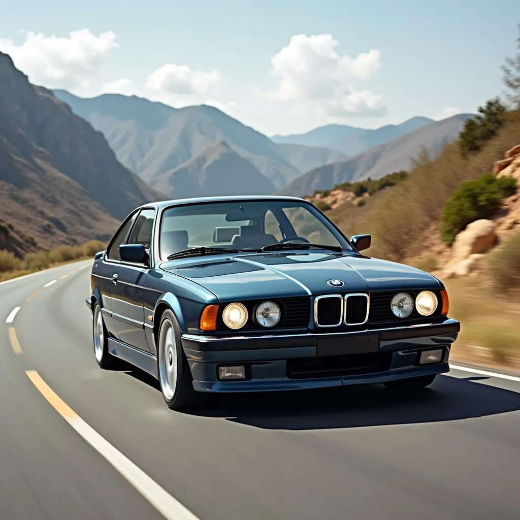 Classic BMW on Winding Road