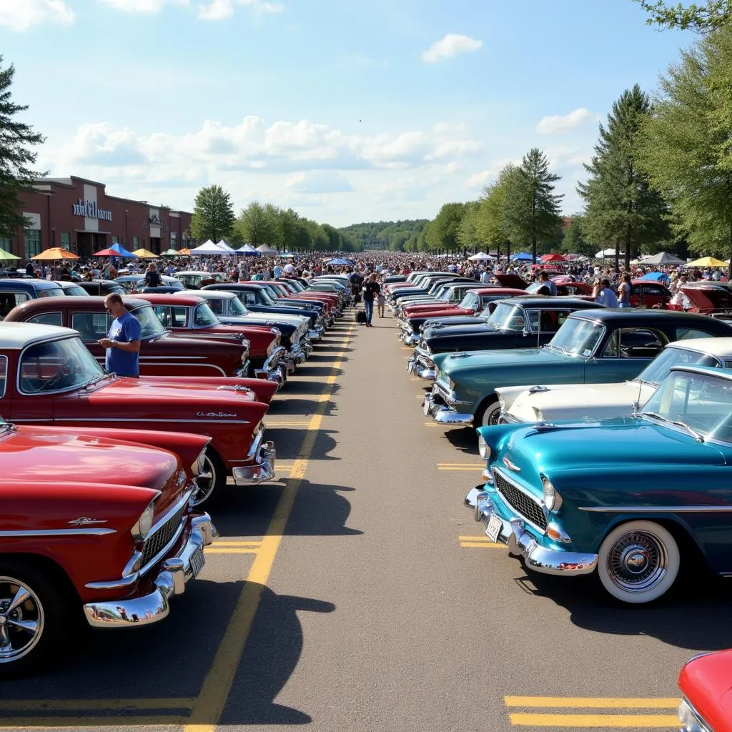 Classic car display at a St. Cloud car show