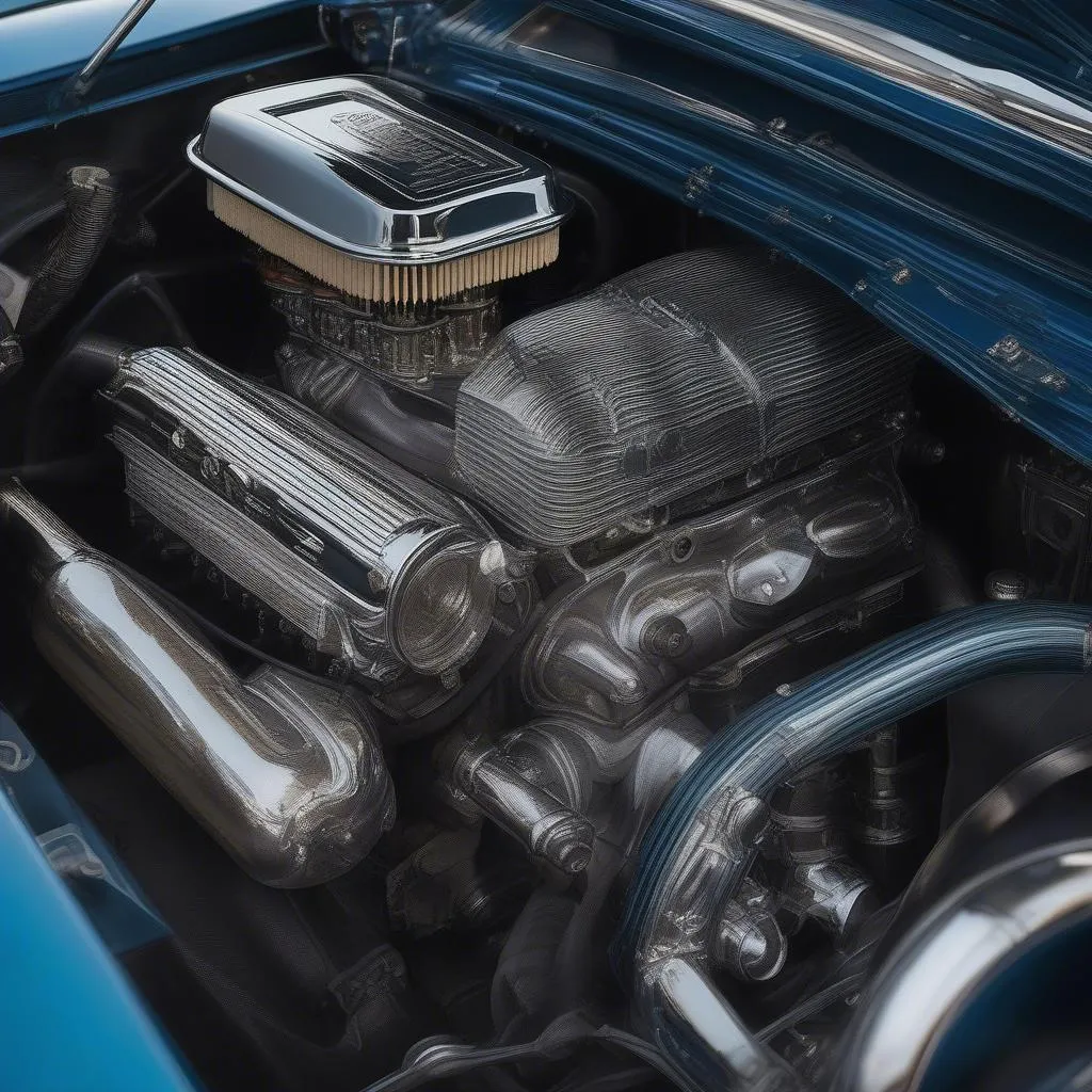 Classic Car Engine Close-up