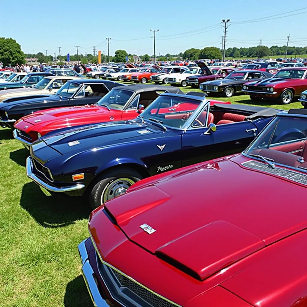 Classic Cars Lined Up at Mason Car Show