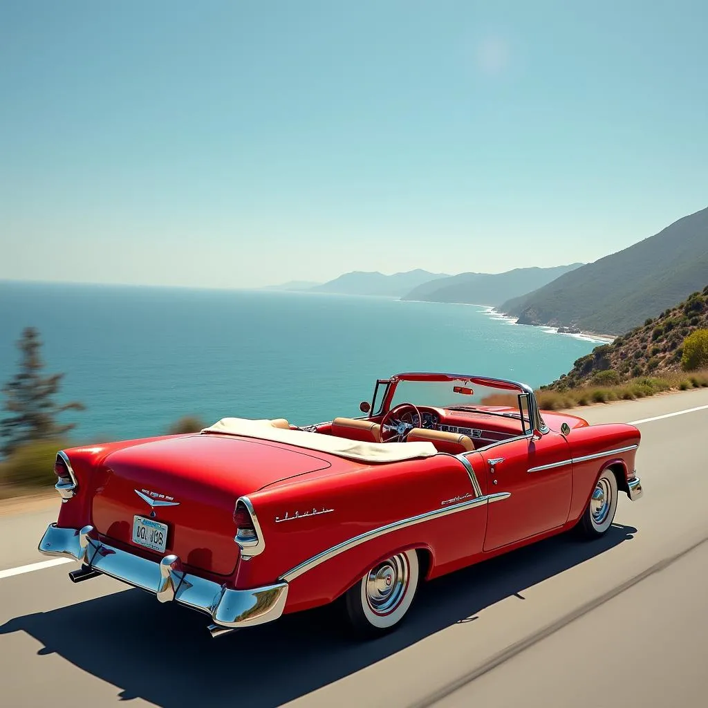 Classic Chevrolet Bel Air Convertible on Pacific Coast Highway