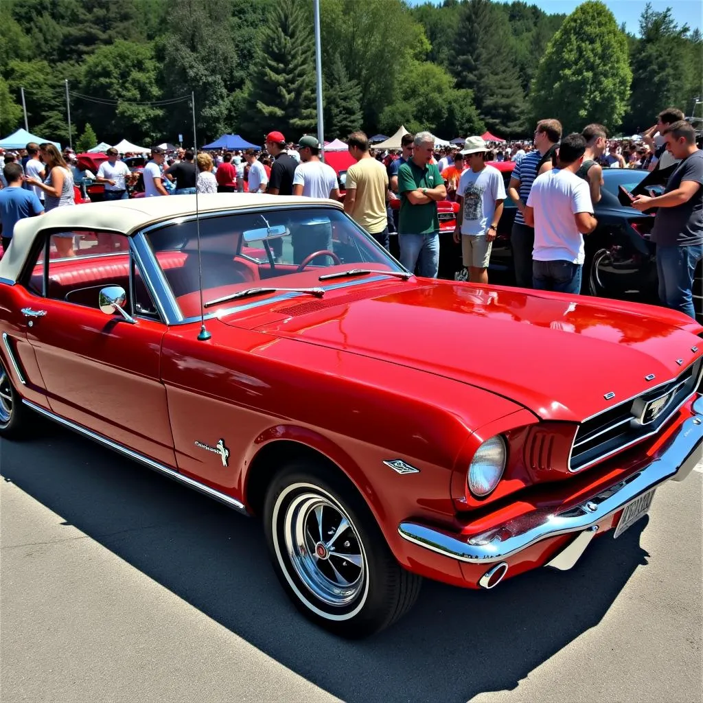 Classic Ford Mustang on display at a car show