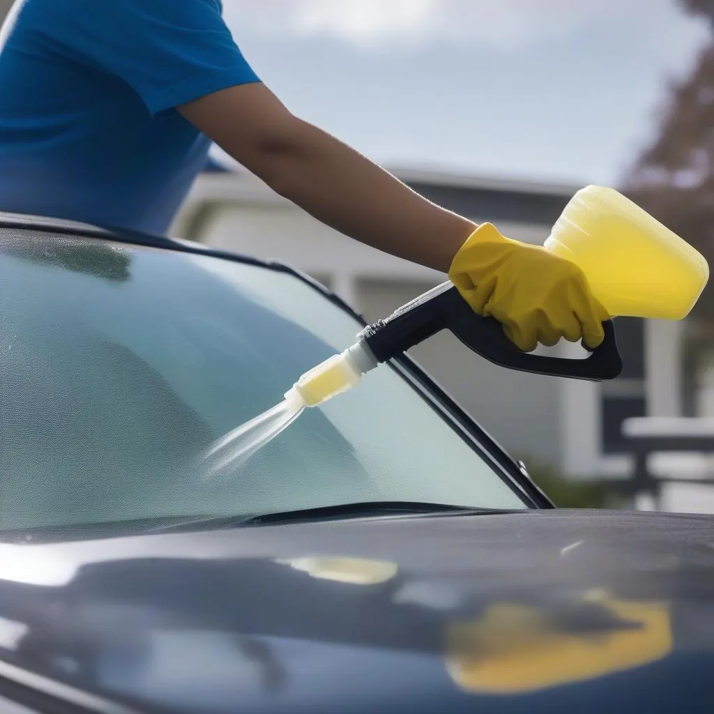 Cleaning windshield with homemade window washer fluid