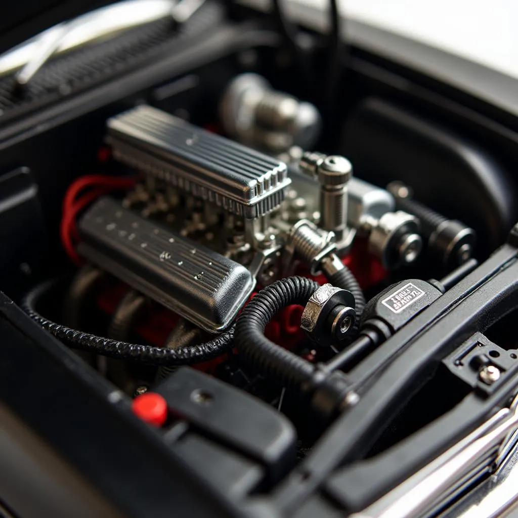 Detailed Engine of a Diecast Car