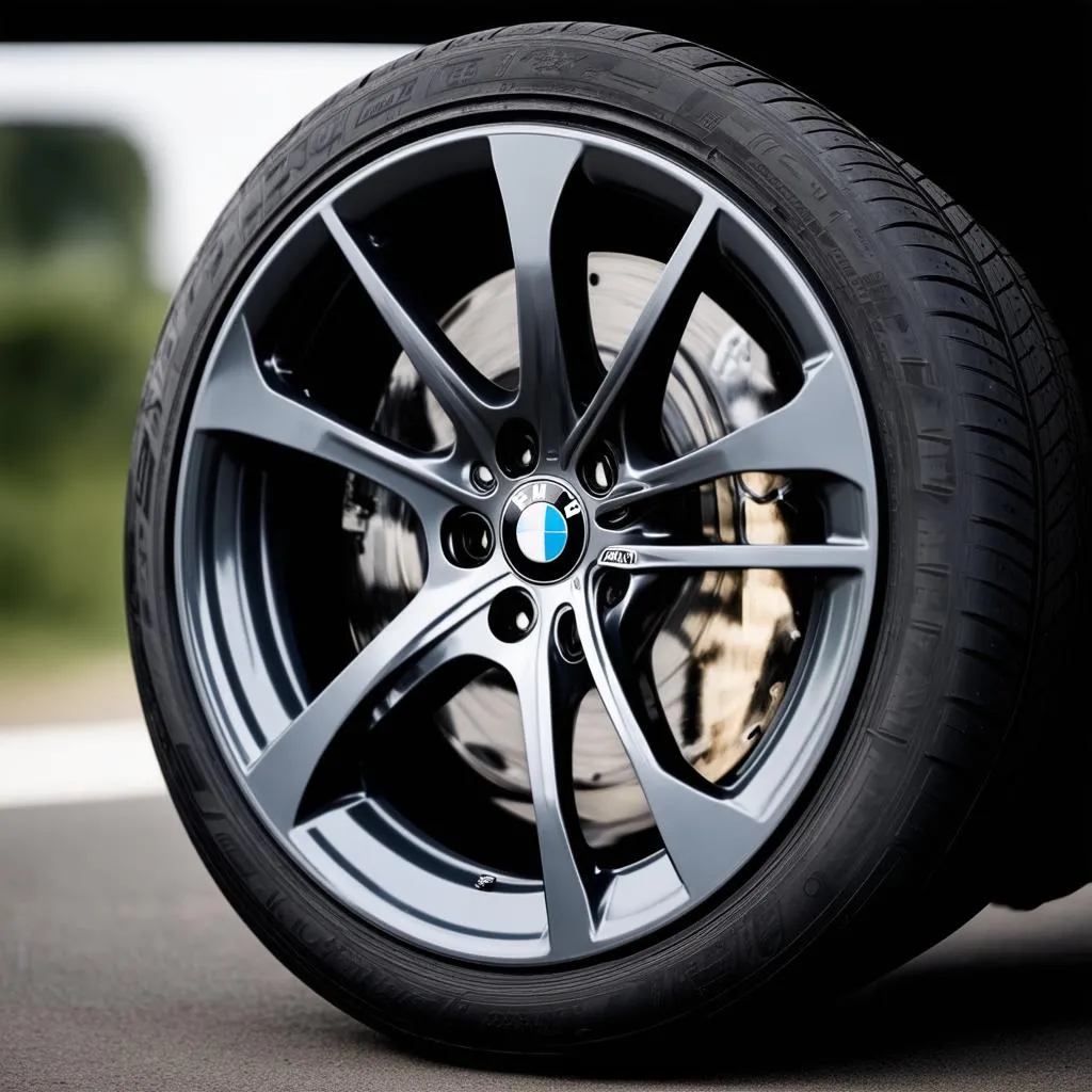 Close up of a BMW wheel and tire