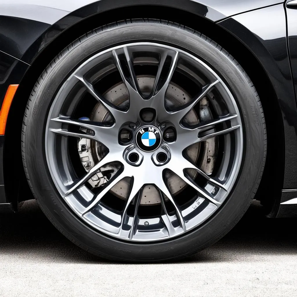 Close-up of a BMW Wheel and Tire 