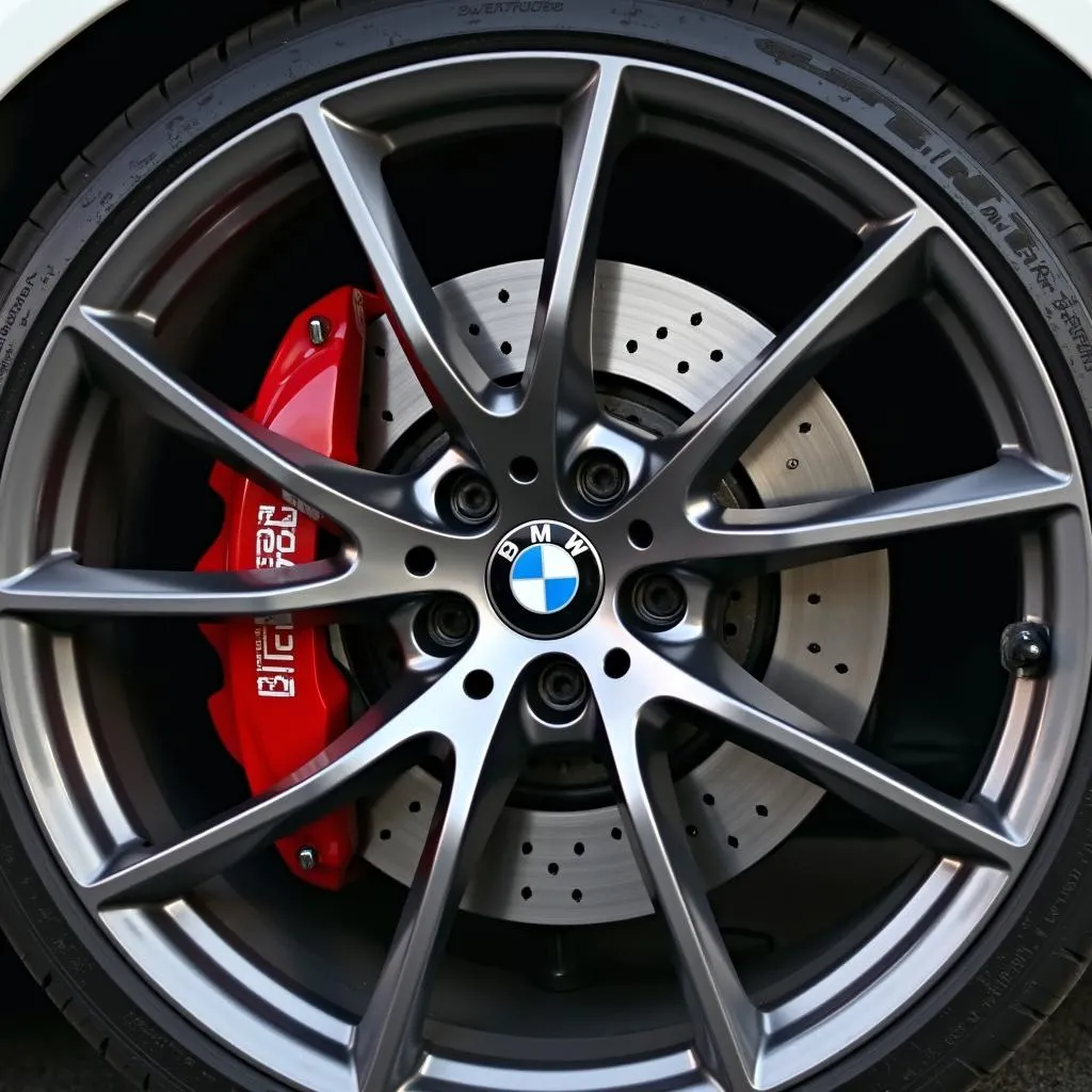 BMW Wheel with Red Brake Calipers