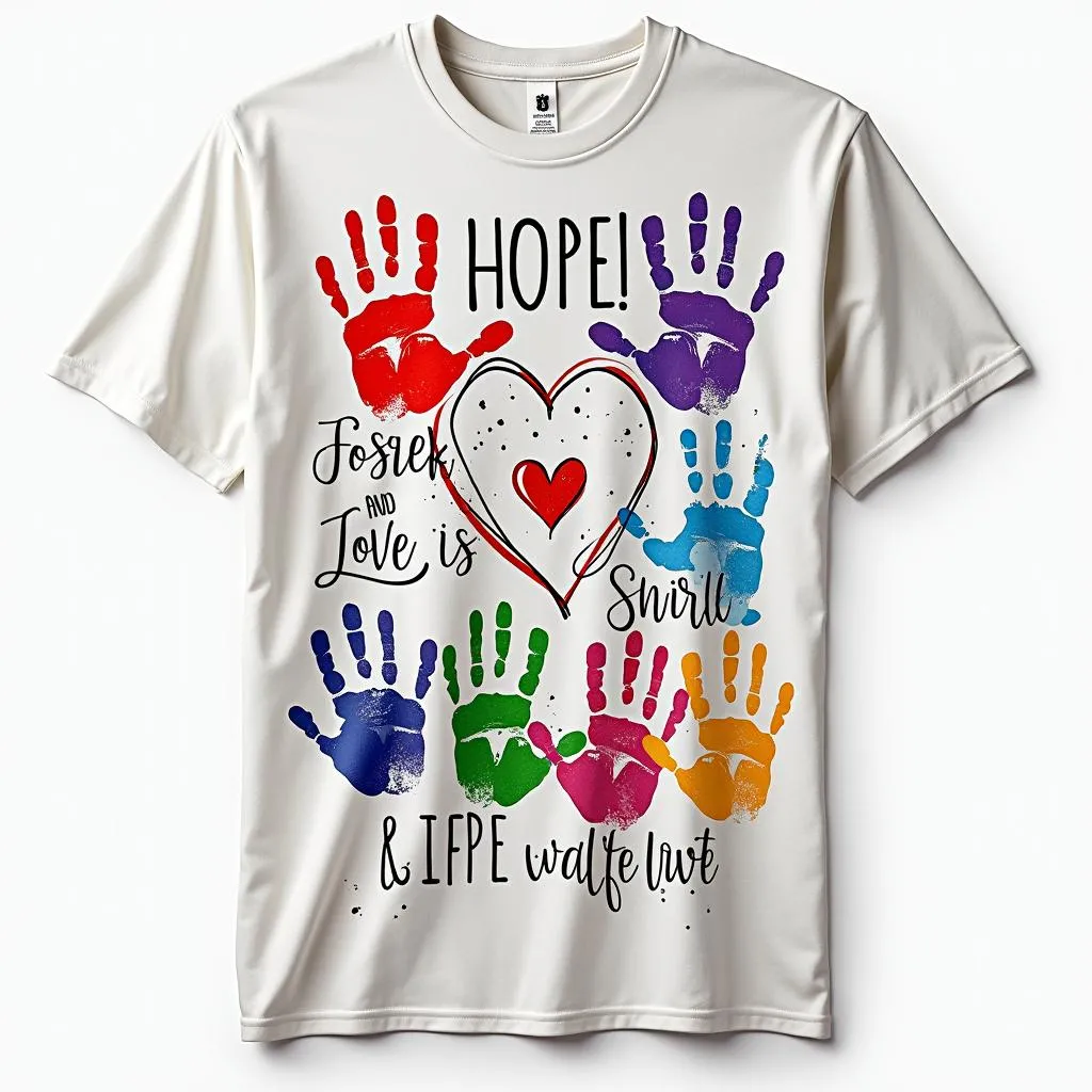 Close-up of a foster care t-shirt design