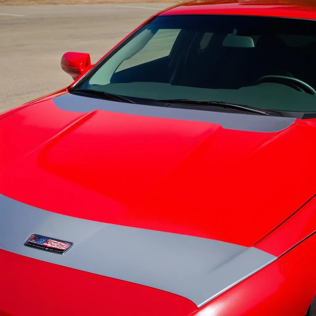 Close-up of Arizona red and silver car wrap texture