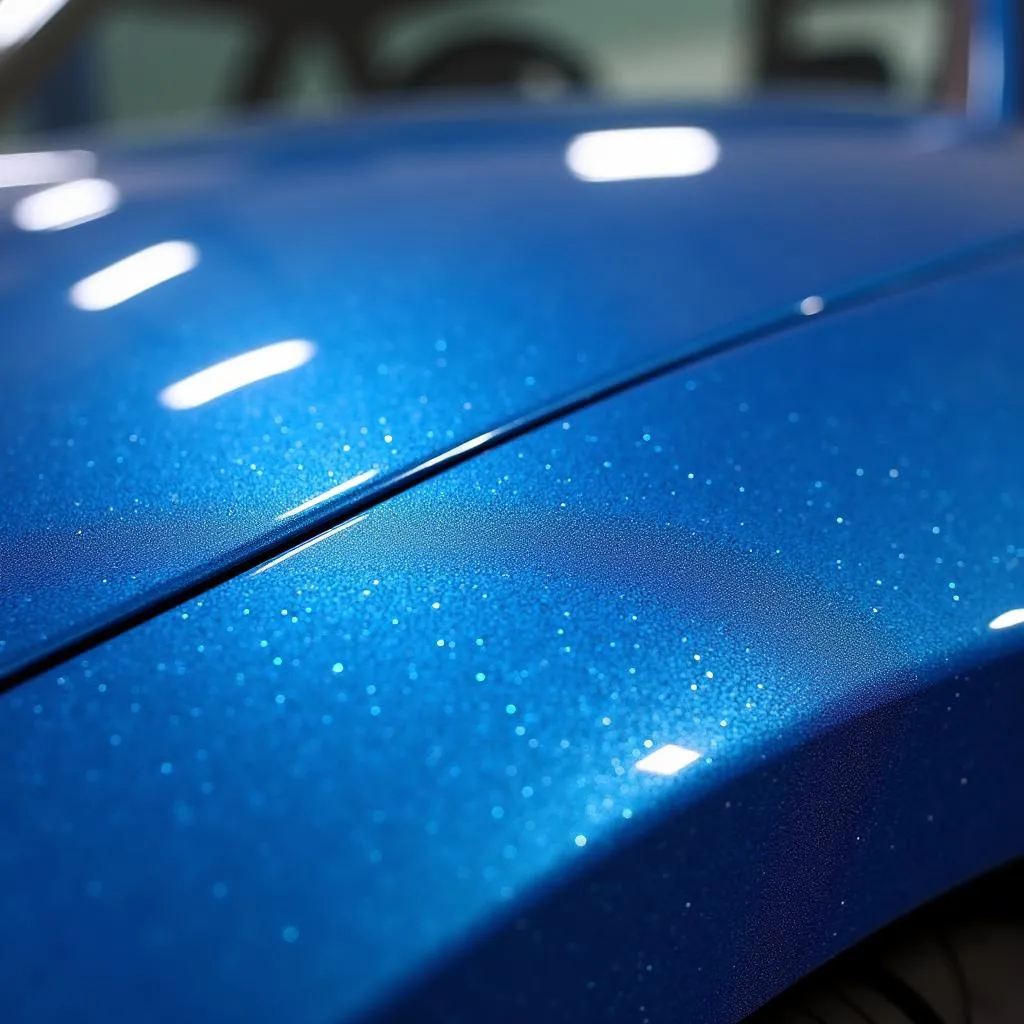 Textured car vinyl wrap in blue.