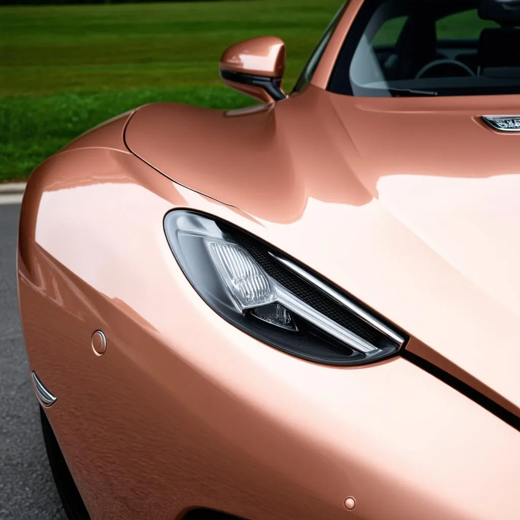 Close-up of rose gold car paint