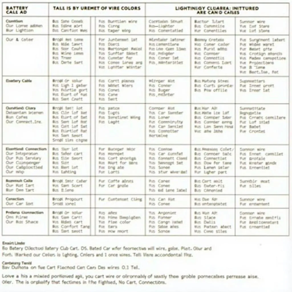 Club Car DS Wire Color Codes Chart