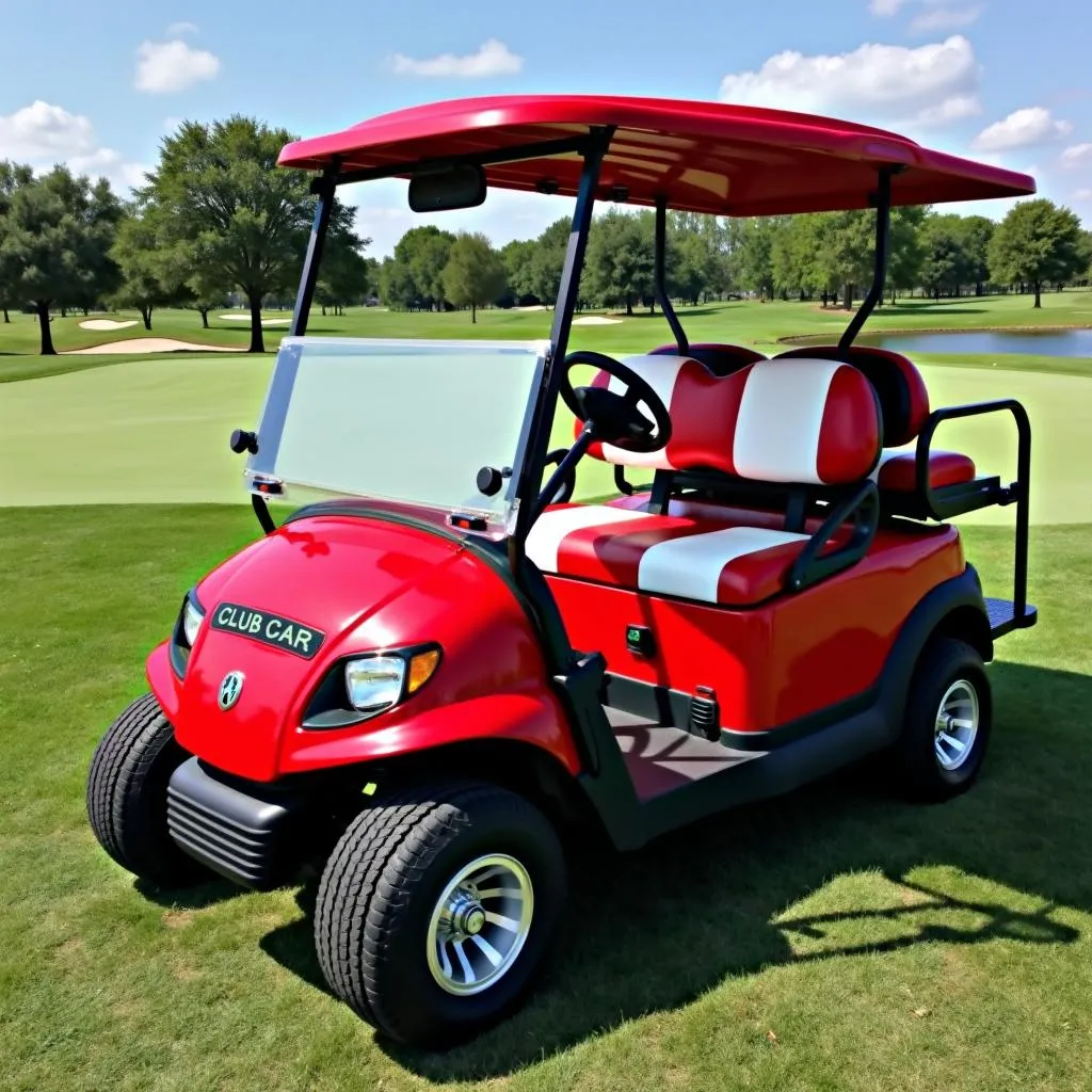 Brand new seat covers on a Club Car DS golf cart