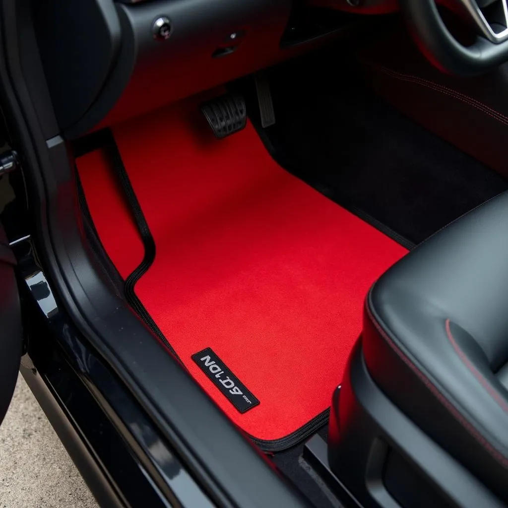 Colorful car floor mats enhancing car interior