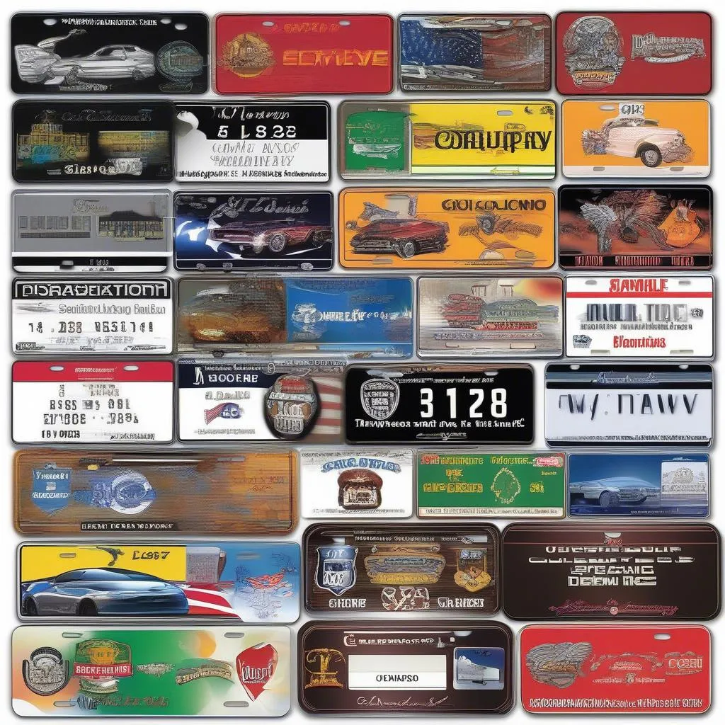 Inspirational custom car tag designs showcasing diverse themes and styles