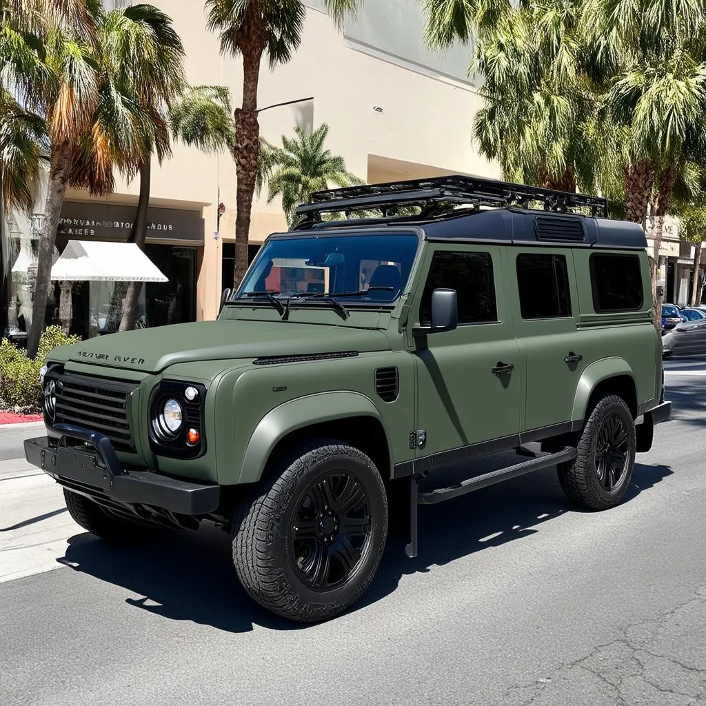 Dark Green Wrapped Car in Los Angeles